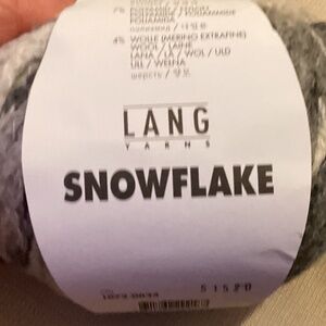 Lang Yarns Snowflake Yarn Soft Fluff Hat Cowl Grey 24 Cotton Alpaca New
